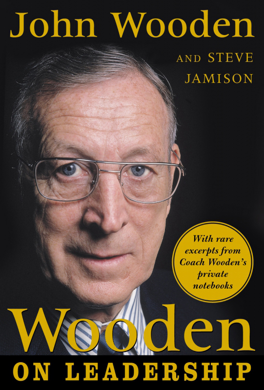 The book cover for Wooden on Leadership.