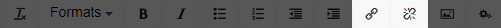 Formatting Tool Bar highlighted to show buttons used for adding and removing links.